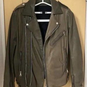 BALMAIN brown leather motorcycle jacket size M